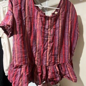 Striped Red and Purple Blouse